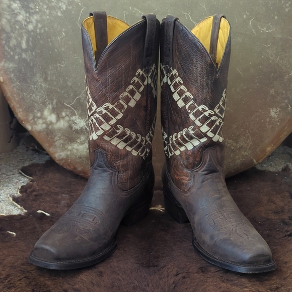 TIN HAUL "Bandolero" Old West Wanted Poster cowboy western square toe boots 11D - Picture 7 of 16